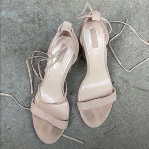 Nude Forever 21 Heels with String Ties